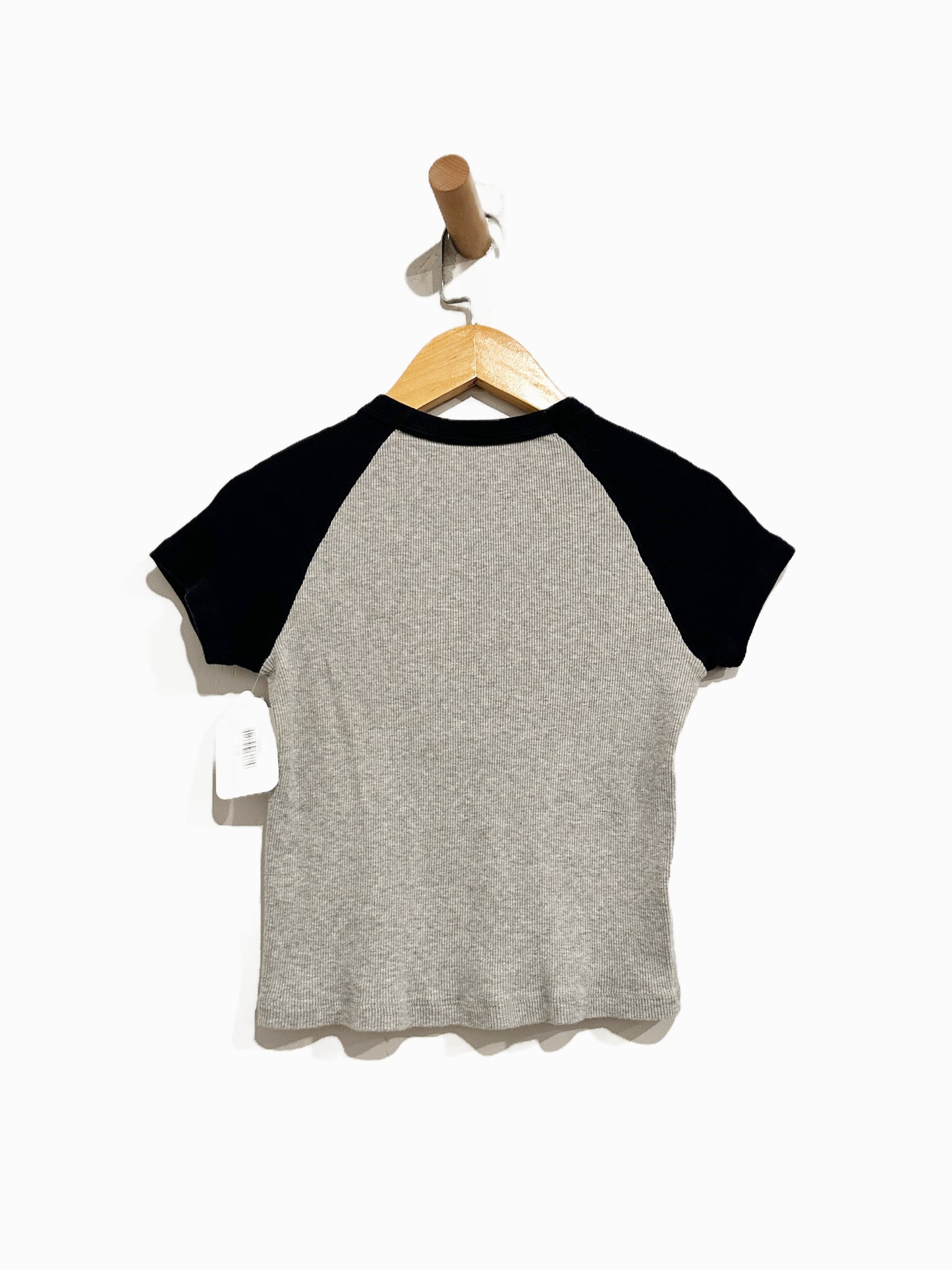 Brandy Melville Gray and Navy Baseball Tee