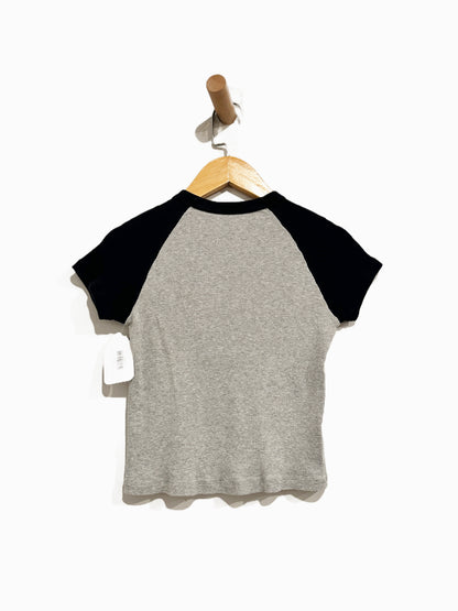 Brandy Melville Gray and Navy Baseball Tee