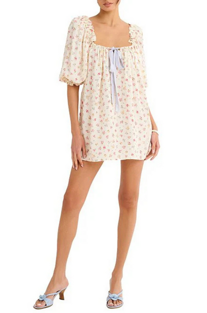 White Floral Babydoll Dress