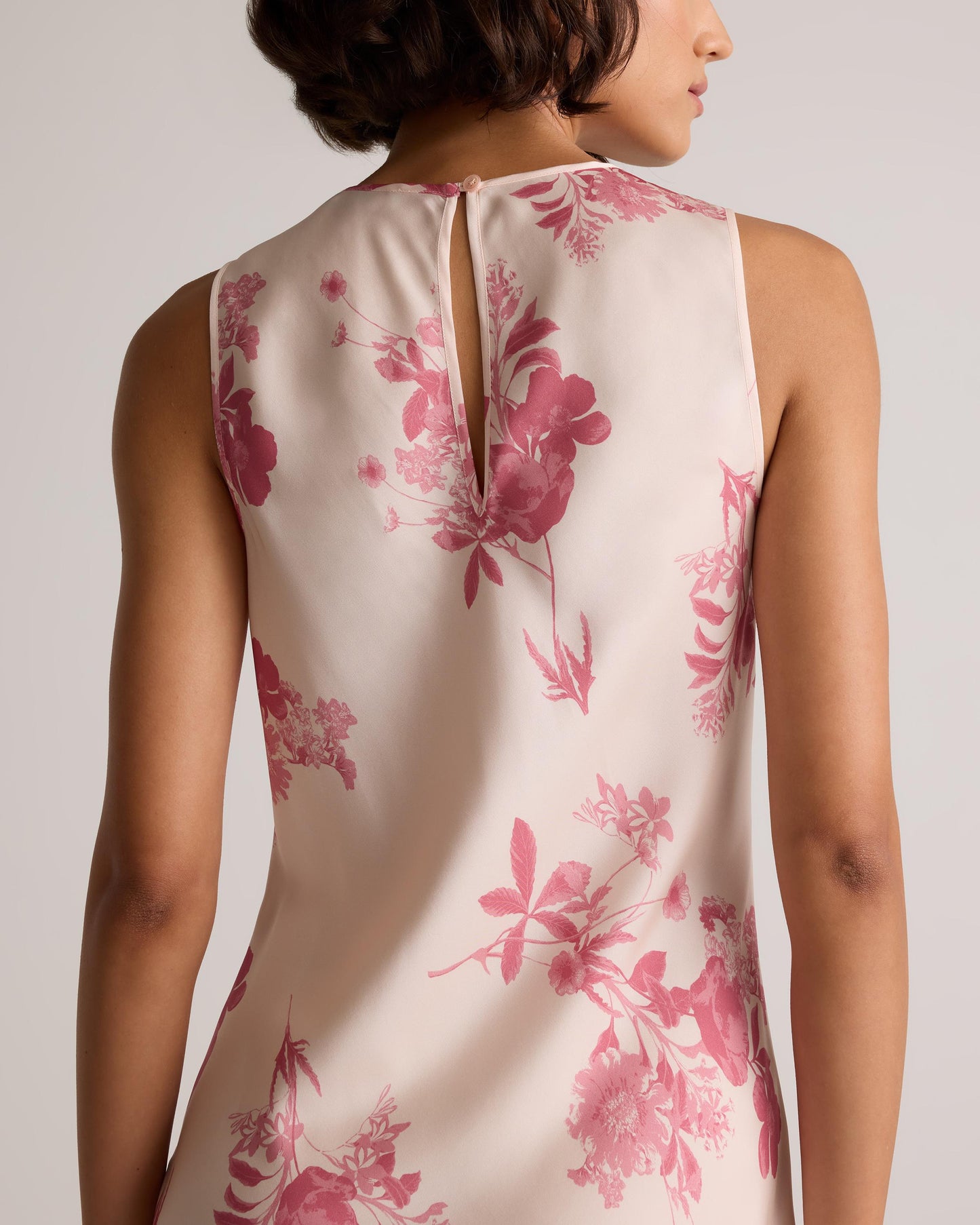 Quince Washable Stretch Silk Tank Midi Dress in Bouquet Symphony - Small