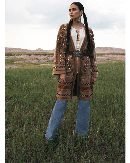 Shyanne Brown Embroidered Duster - Medium