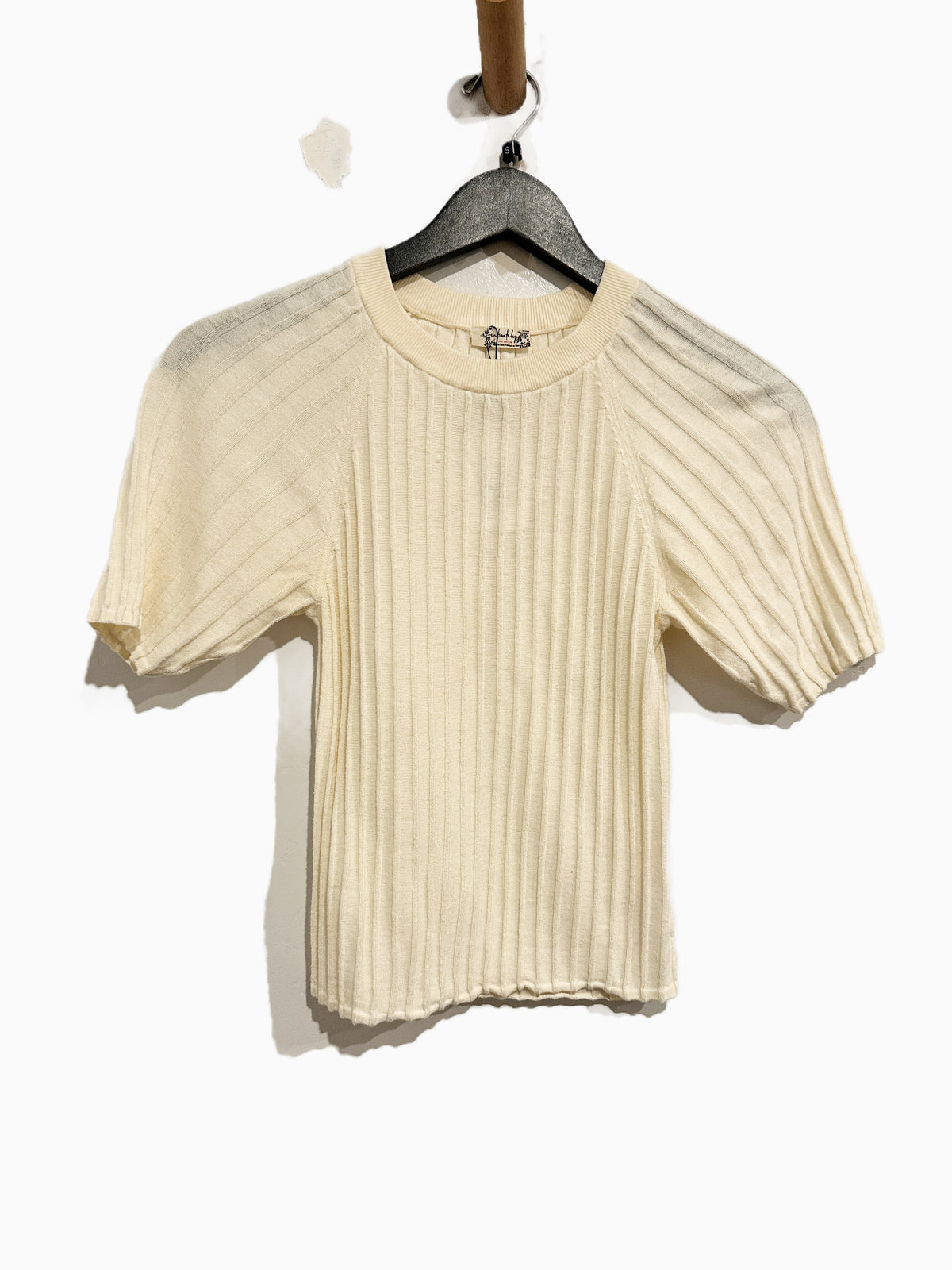 Free People Crewneck Rib Sweater in Ivory - XS