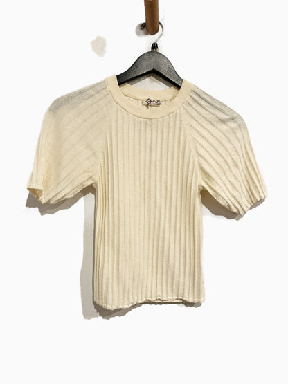 Free People Crewneck Rib Sweater in Ivory - XS