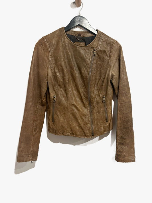 Banana Republic Brown Leather Moto Jacket - XS