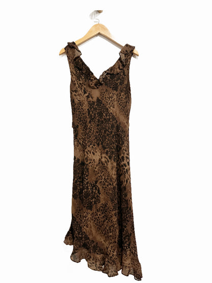 Donna Rico Y2K Brown Leopard Print Midi Dress - 4P