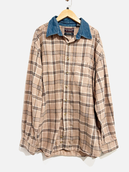 Round Tree & Yorke Brown Plaid Flannel - Large