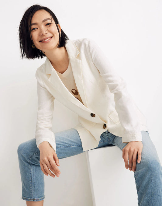Madewell White Linen Blazer - Small