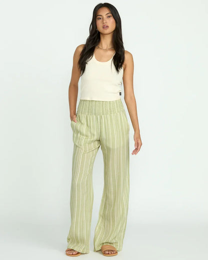 Billabong New Waves 2 Green Stripe Pants - Medium