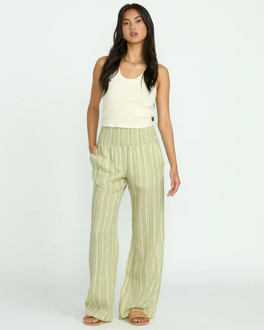 Billabong New Waves 2 Green Stripe Pants - Medium