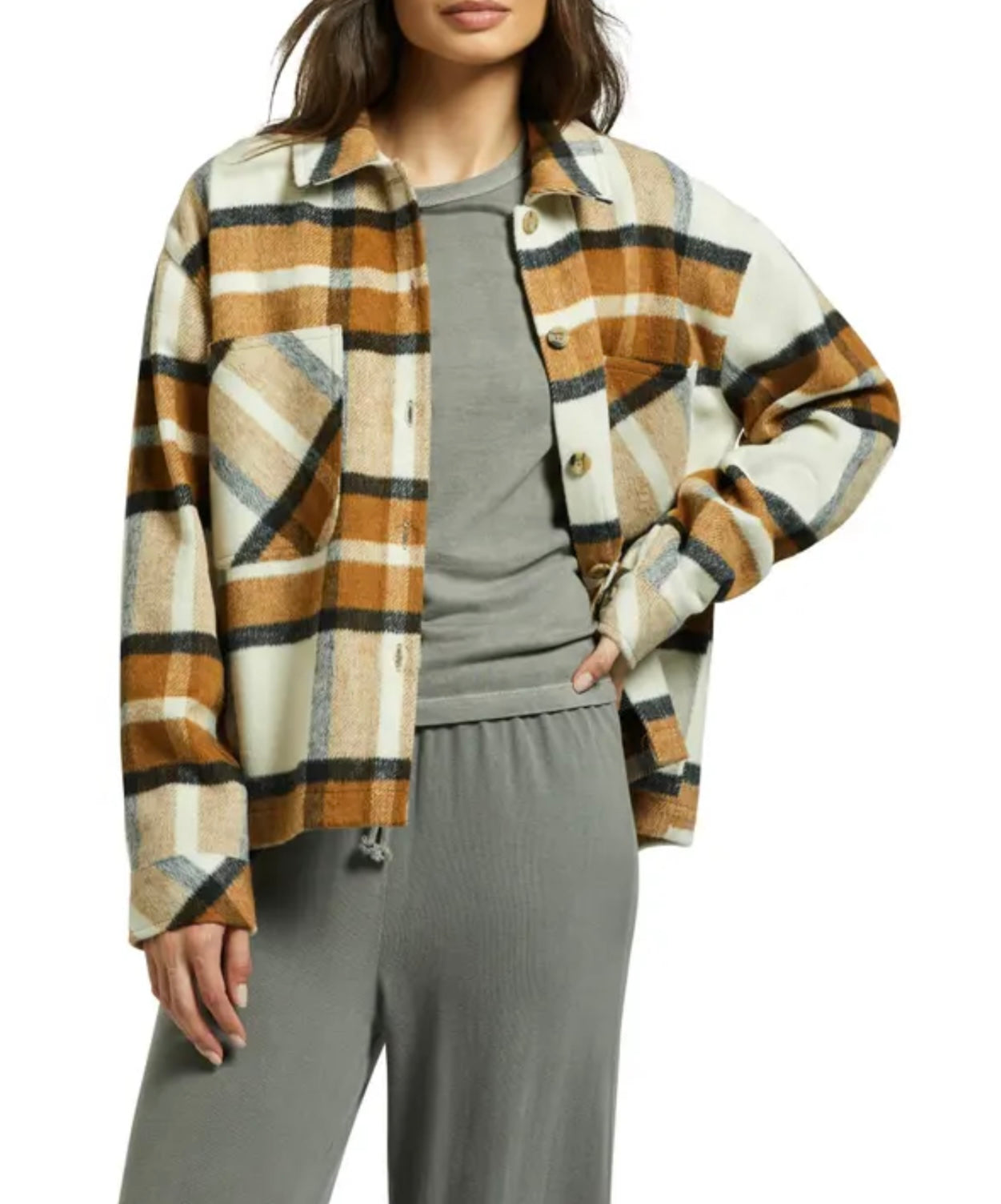 Brixton Bowery Brown Plaid Flannel - Small