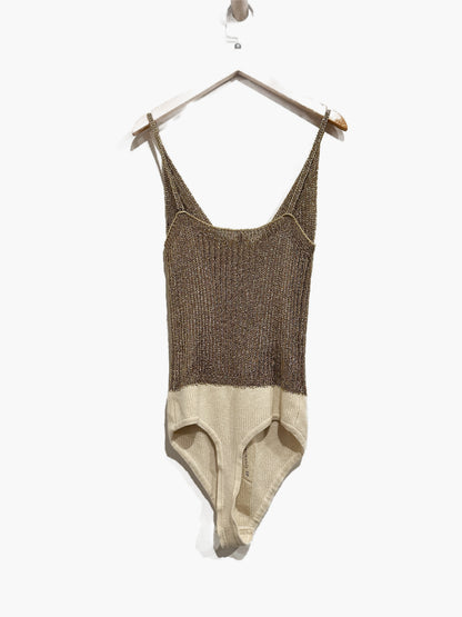 Free People Gold Coast Bodysuit in Gold - Medium