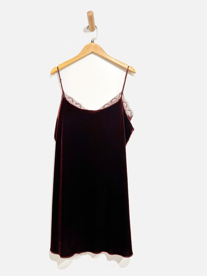 Free People Maroon Velvet Slip Dress - Medium