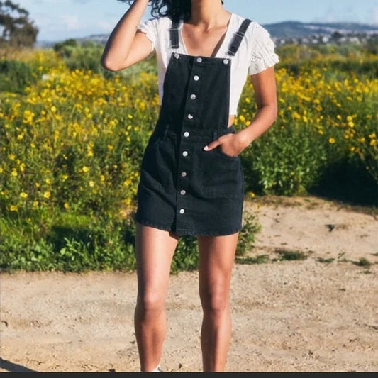 Pacsun Black Denim Overall Dress - Small