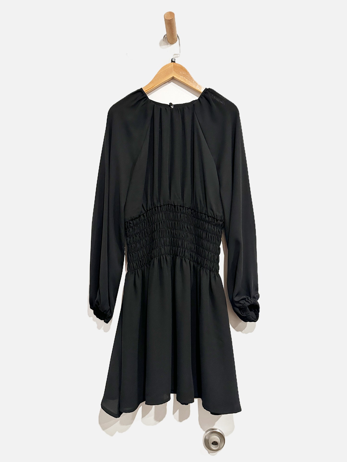 Madewell NWT Black Smocked LS Mini Dress - XXS