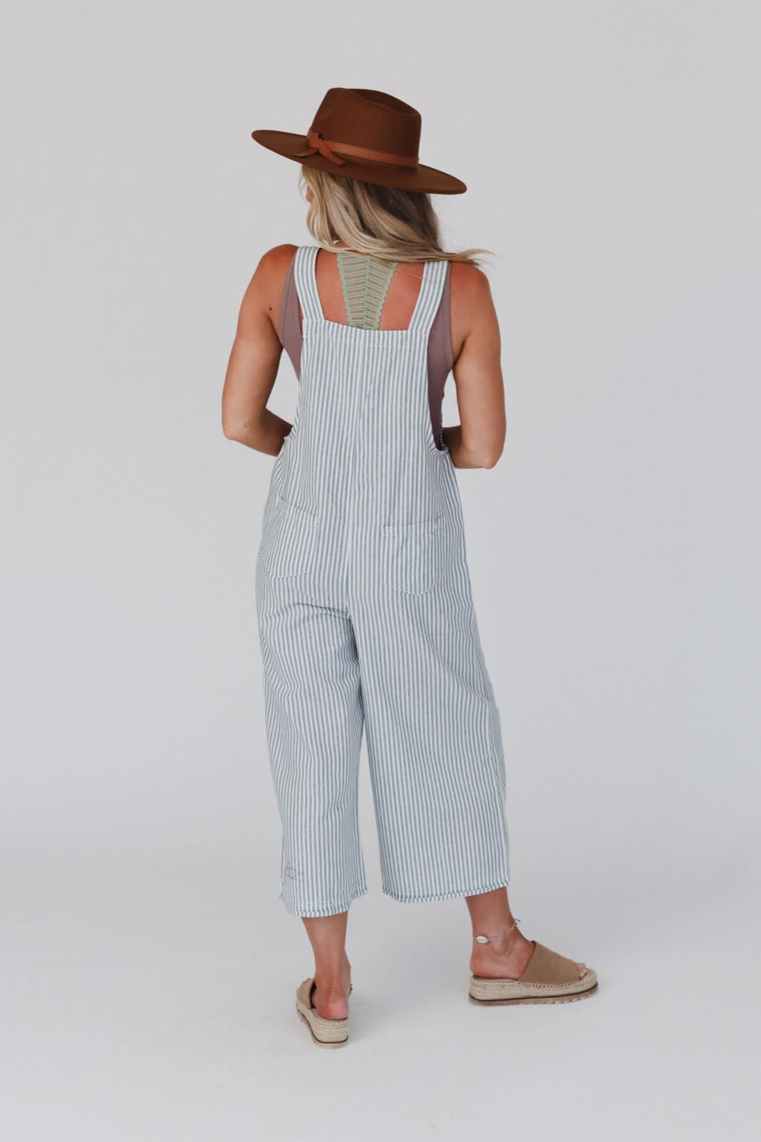 Three Bird Nest High Hopes Overalls in Denim Stripe - Small