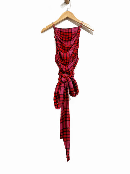 Free People Real Love Pink/Red Plaid Tank - XS