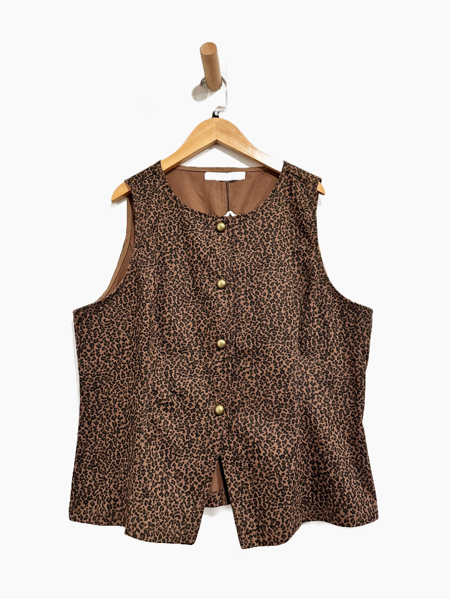 Altar’d State Cheetah Print Denim Vest - XL