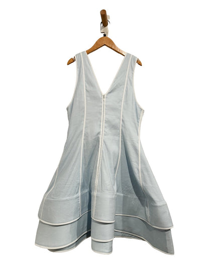 NWT Anthropologie Maeve Linen Blend Sleeveless V-Neck Layered-Hem Mini Dress in Delicate Blue - Large