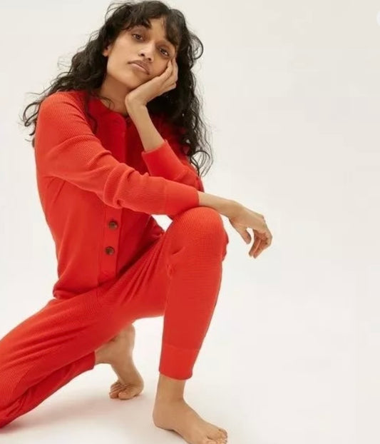 Everlane Red Waffle Knit Onesie - Small