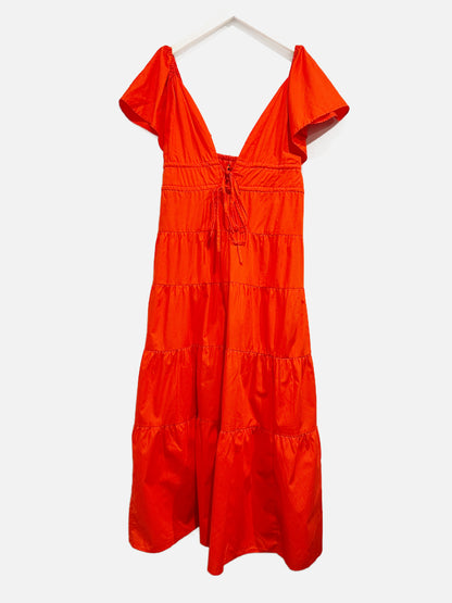 O.P.T Orange Tiered Maxi Dress - Medium