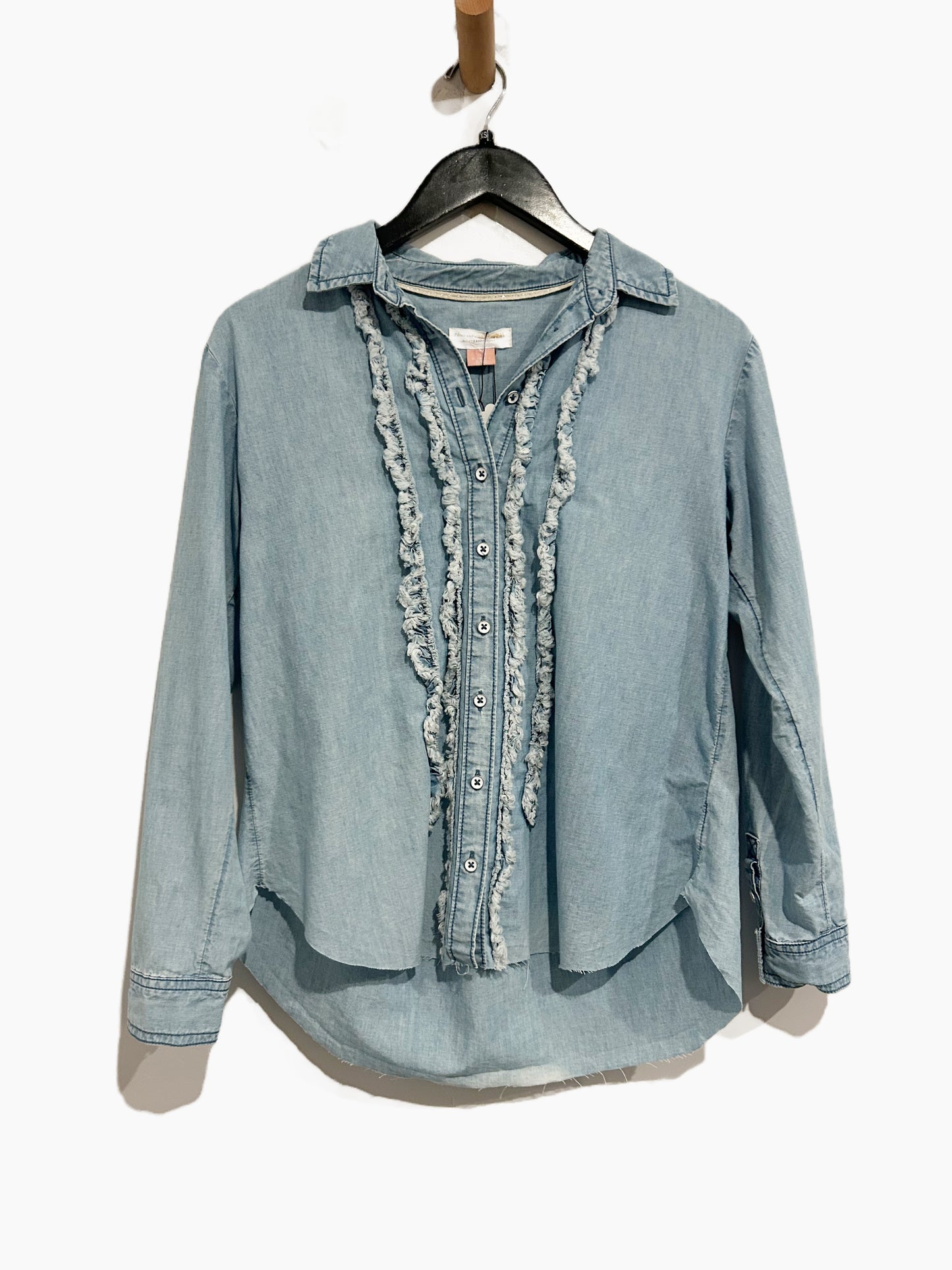 Anthropologie Pilcro Ruffled Denim Button Down - XS