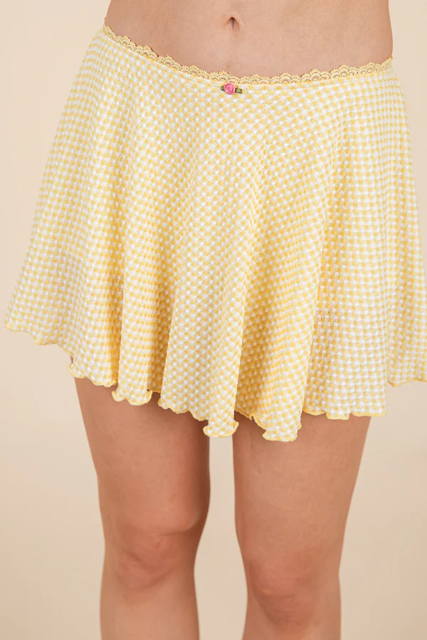 Heart & Hips Yellow Mini Skort - Medium