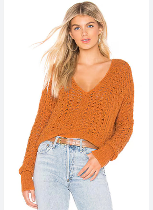 Free People Best of You Orange Knit Sweater - Small