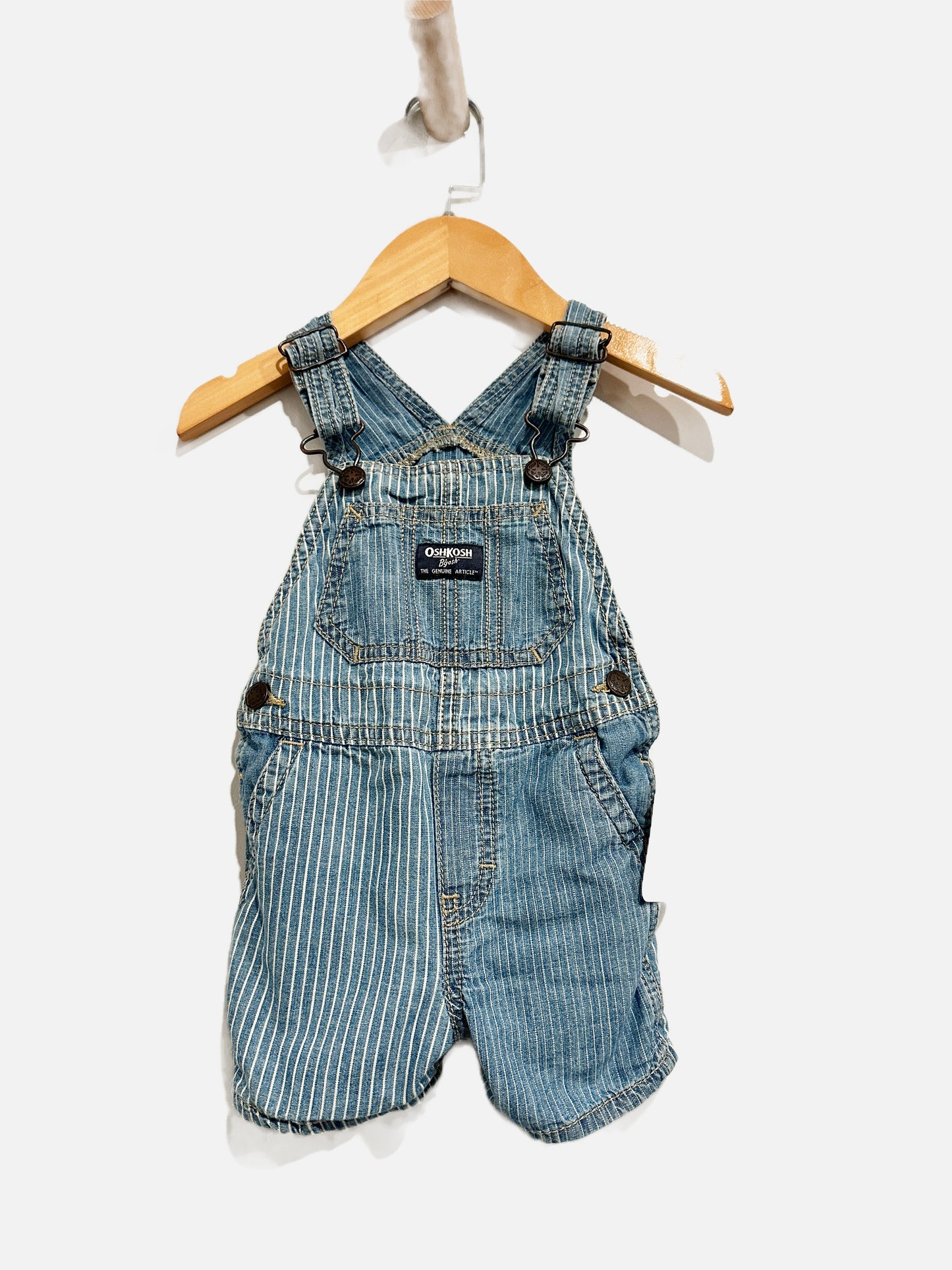 OshKosh Blue Striped Shortalls - 12M