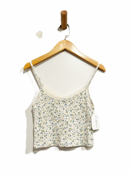 Brandy Melville Blue Floral Cropped Tank - OS