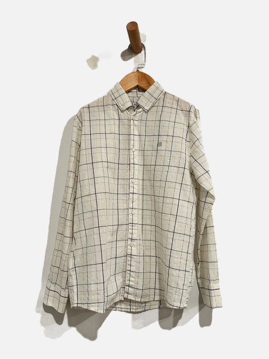 Mayoral White/Green Plaid Button Down - 9