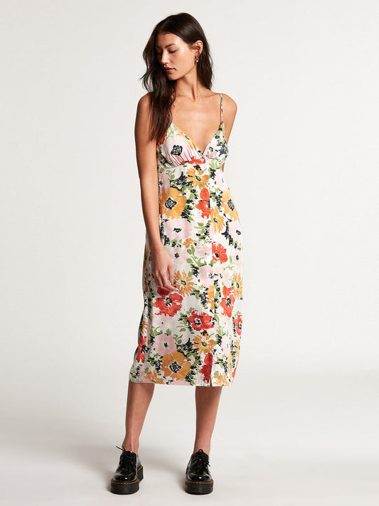 Volcom Surfbird Floral Button Front Midi Dress - XS