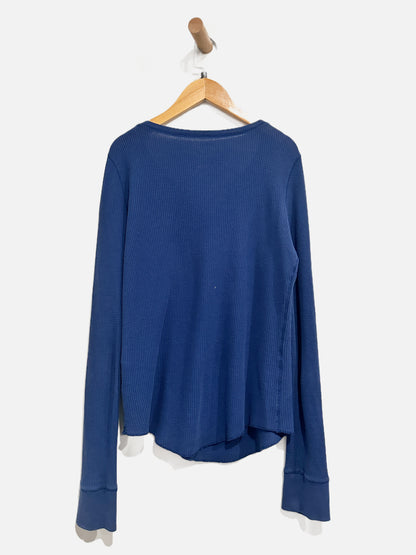 Lucky Y2K Blue Waffle Lotus Top - Medium