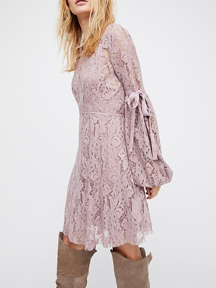 Free People Ruby Lace Mini Dress in Lilac - Medium