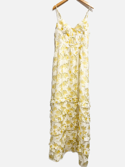 Lulus Yellow Floral Maxi Dress - Medium