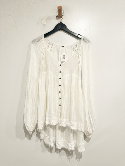 Free People White Lie Top in Ivory - Small