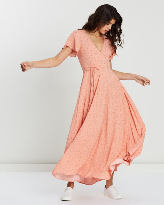 Auguste Jasmine Tie Back Midi Dress in Coral - 6