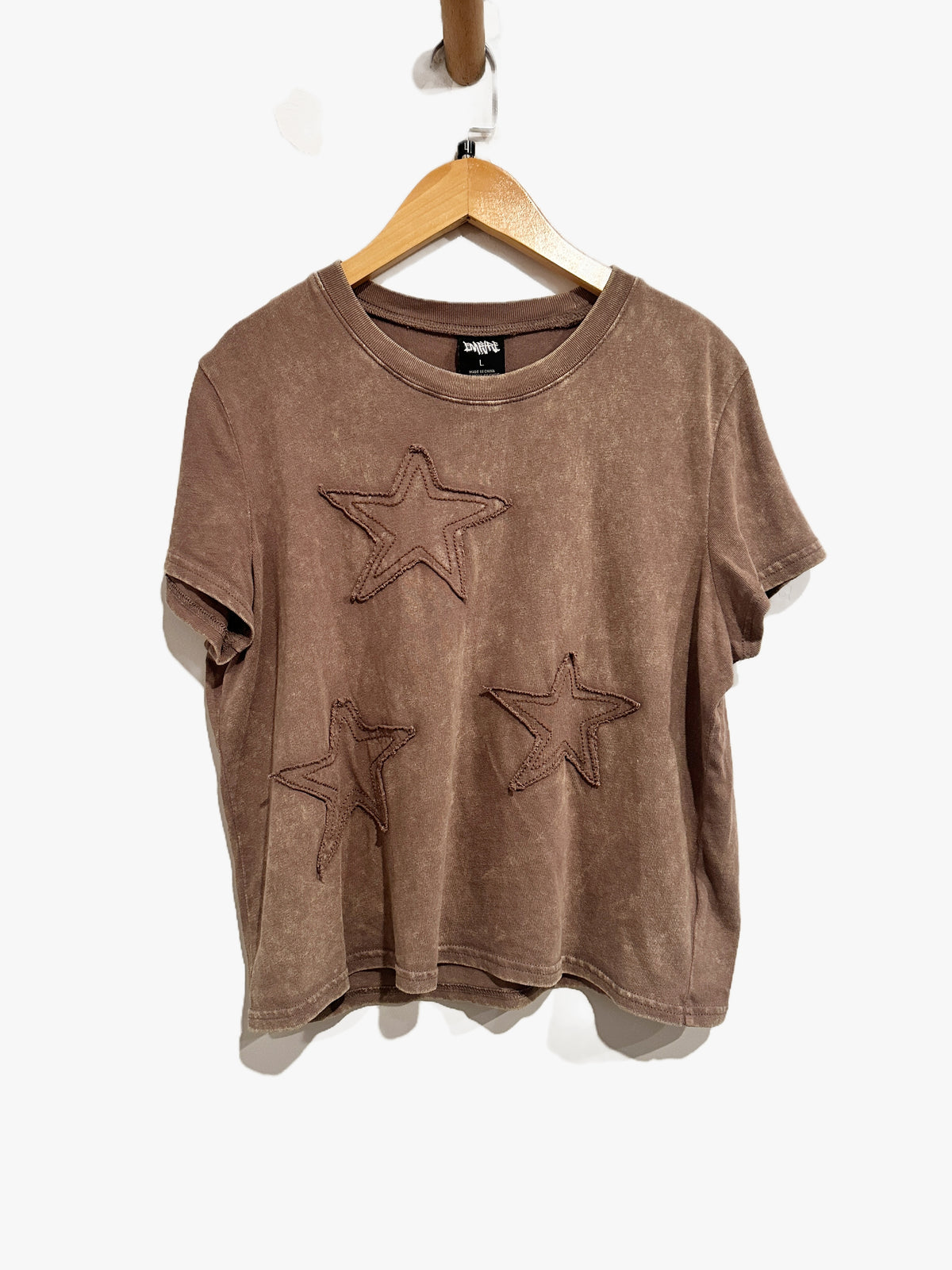 Empyre Ricky Deep Taupe Wash Crop T-Shirt - Large