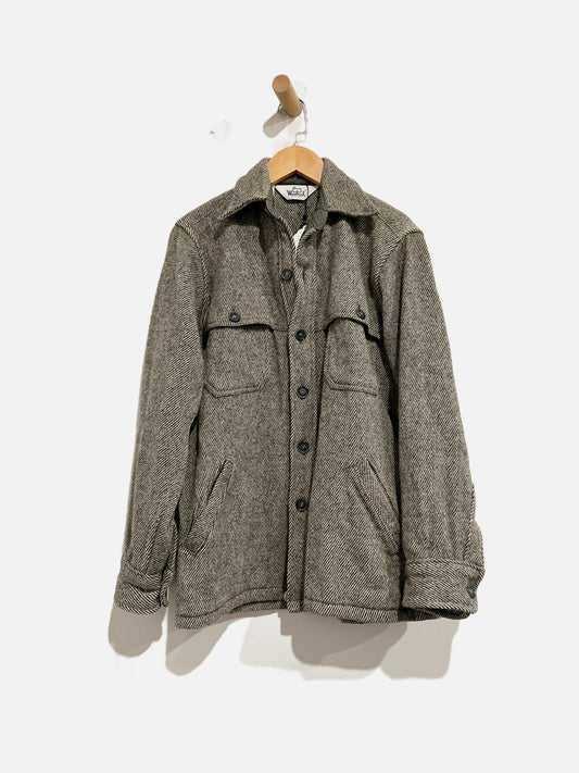 Woolrich Men’s Vintage Wool Black and Cream Wool Jacket - Small