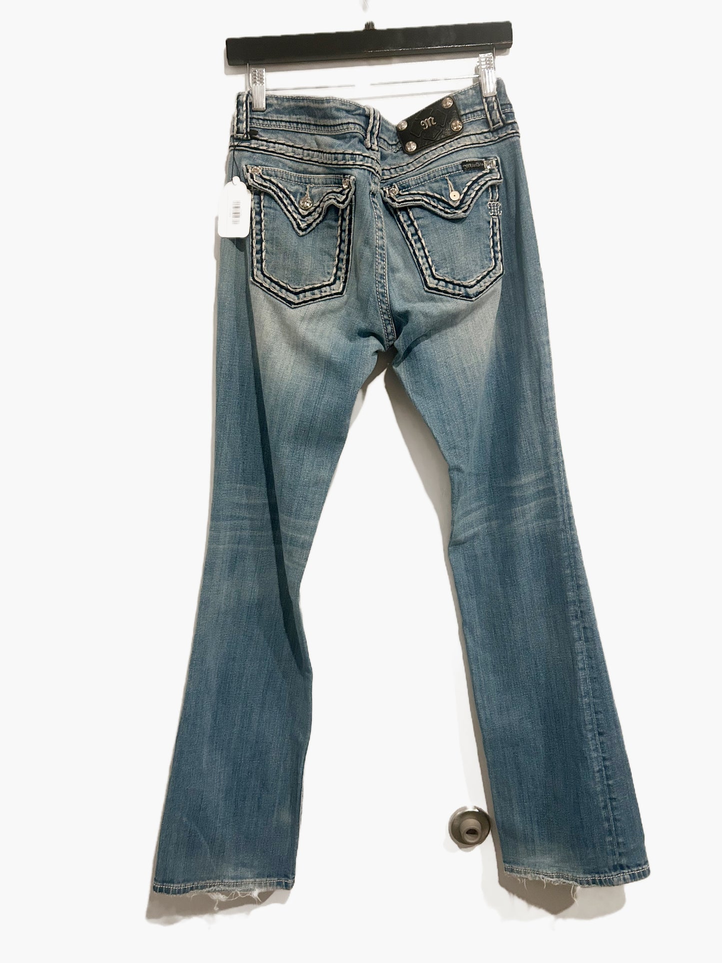 Miss Me Navy/White Stitch Pockets Boot Cut Jeans - 31