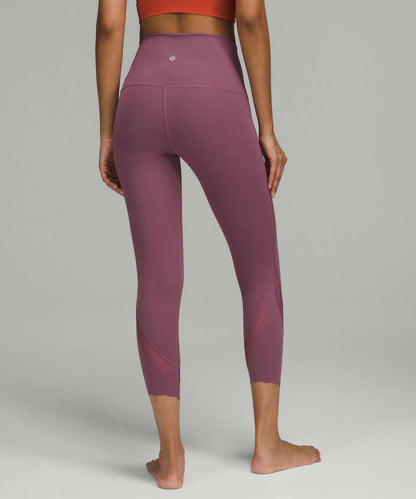 Lululemon Wunder Under Scalloped Hem High-Rise Crop 23" in Vintage Plum- 4