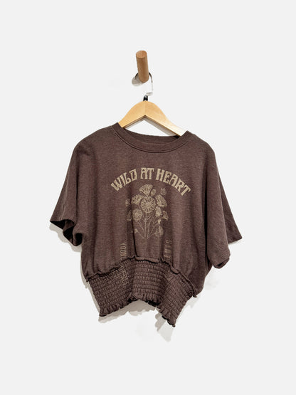 Cleo + Wolf Brown Smocked “Wild at Heart” Top - XS