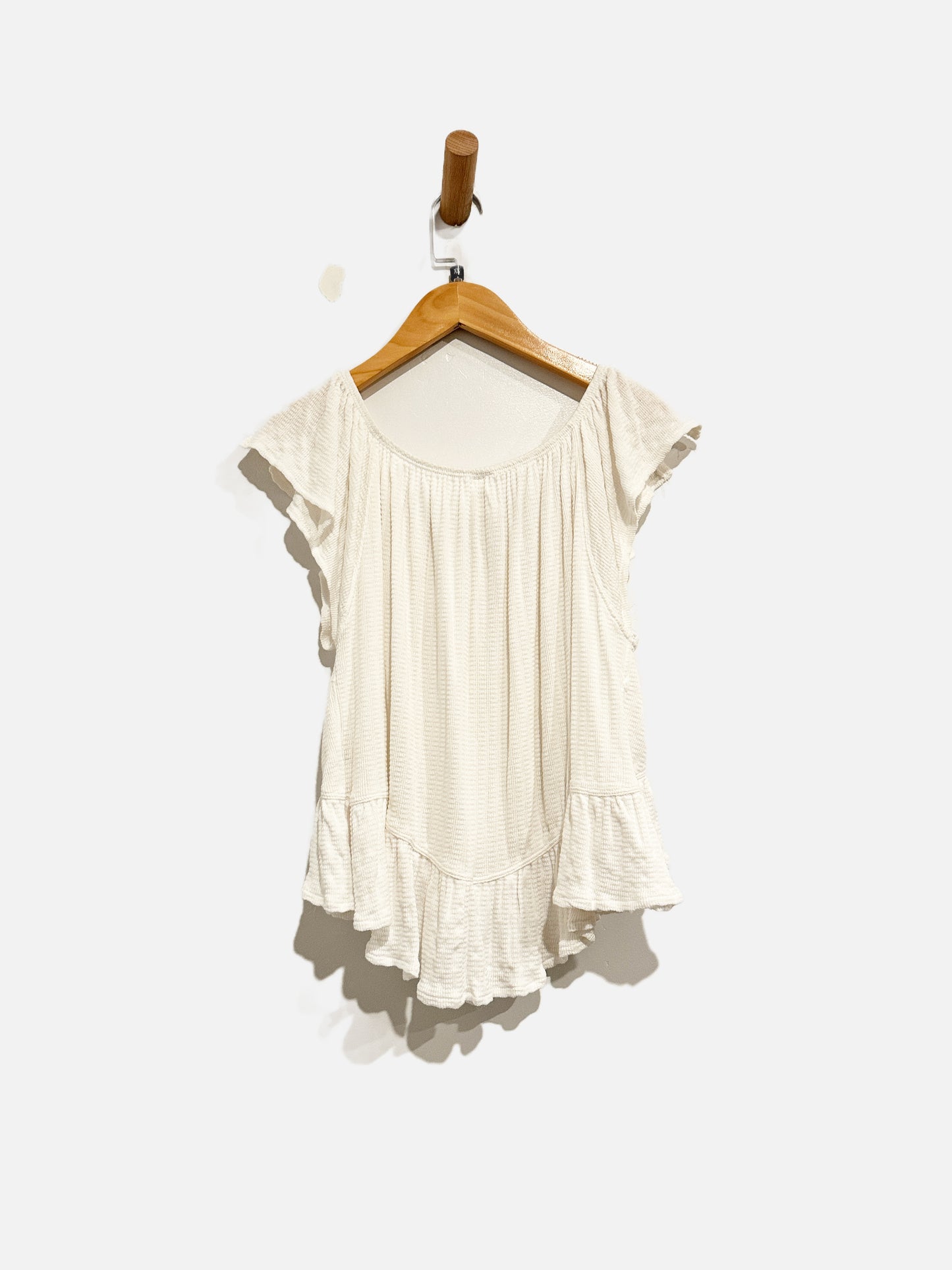 Free People White SS Button Down Blouse - XS