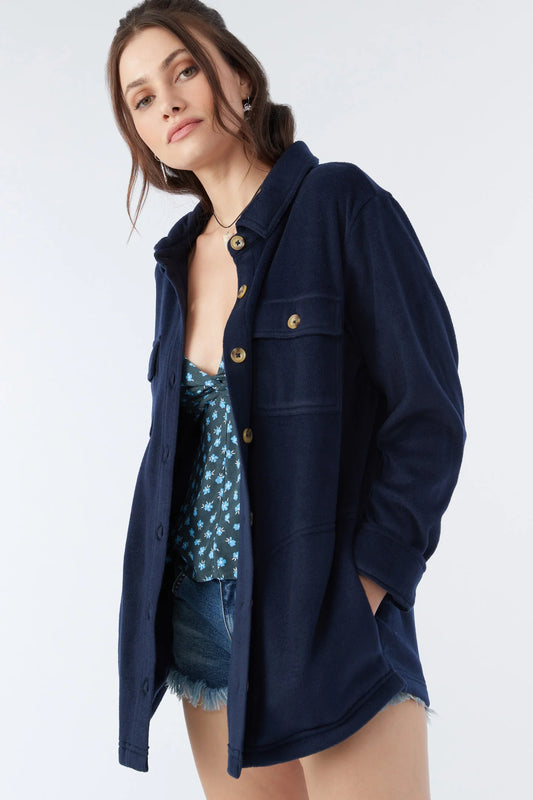 O’Neill Navy Fleece Oversized Shacket - Small