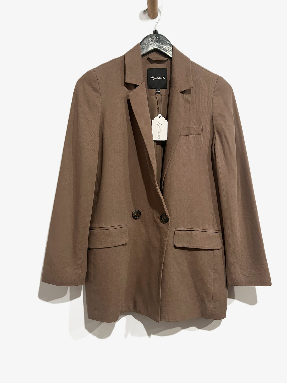 Madewell Drapeweave Caldwell Double-Breasted Blazer in Castle Rock - XS