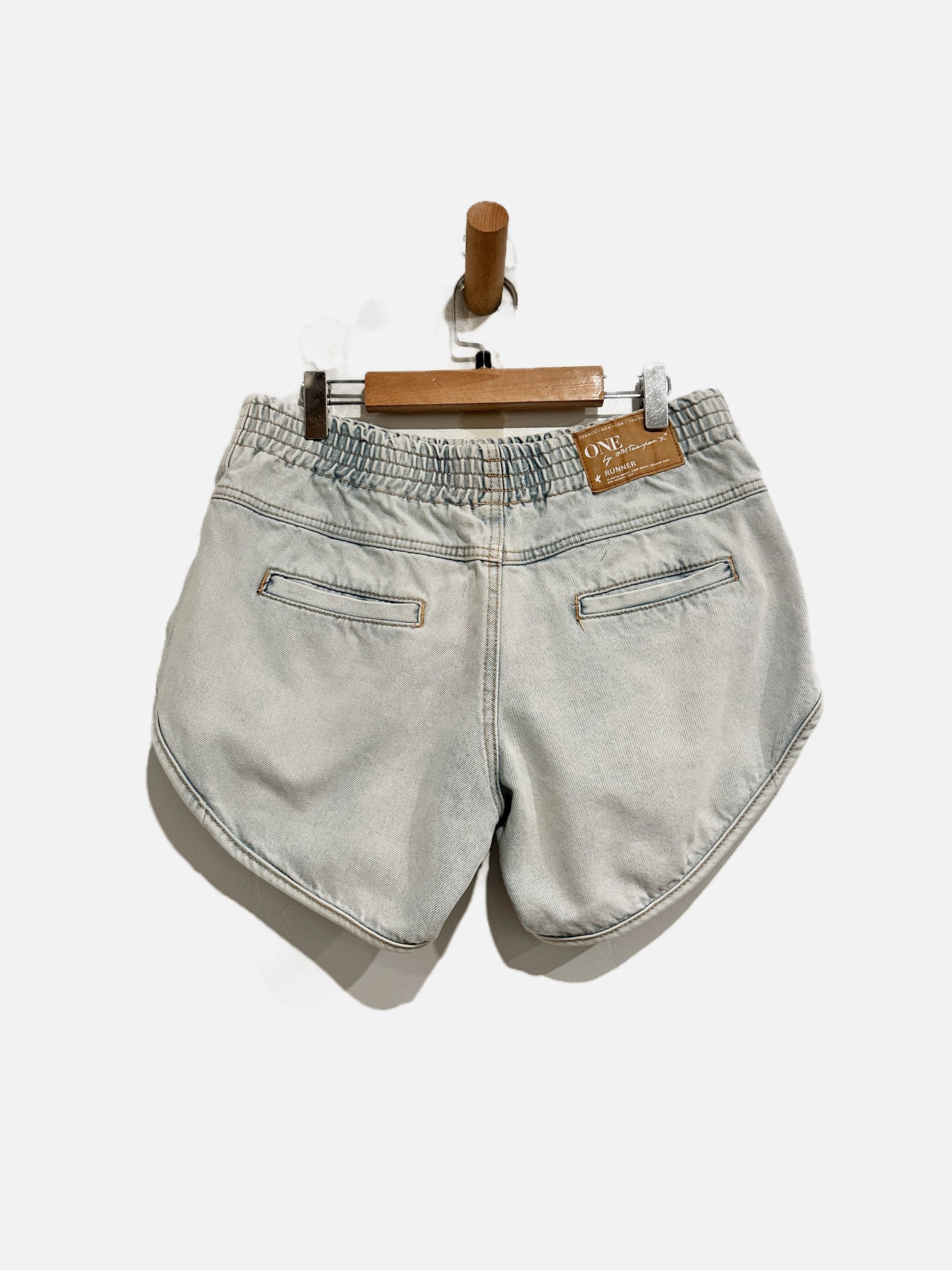 One x One Teaspoon Runner Elasticated Denim Shorts in Le Surf - Small