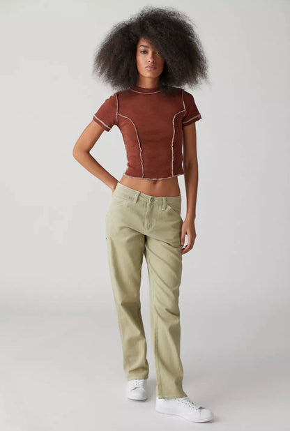 BDG Katie Seamed Baby Tee in Brown - Small
