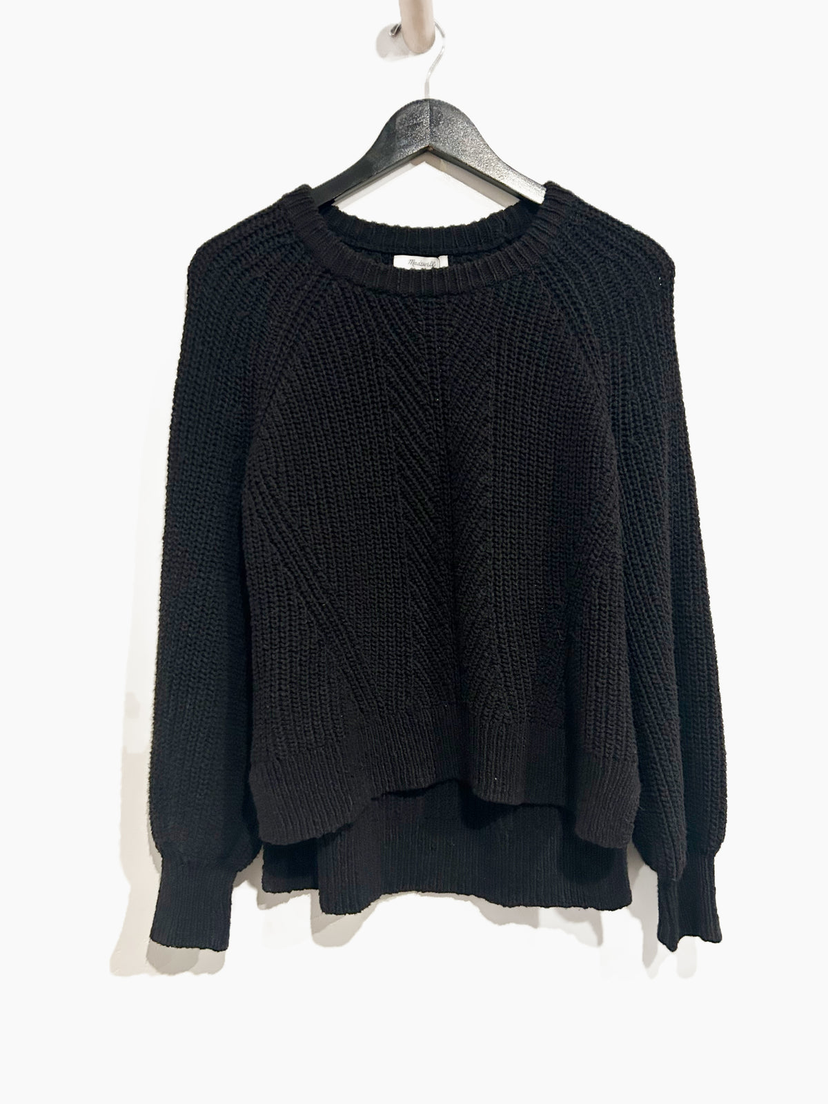 Madewell Balloon-Sleeve Pullover Sweater in True Black - Small