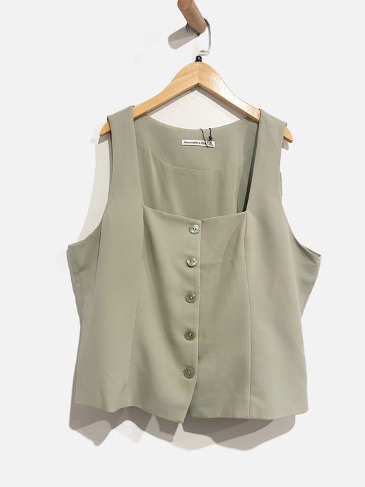 Abercrombie & Fitch Green Button Front Vest - XL