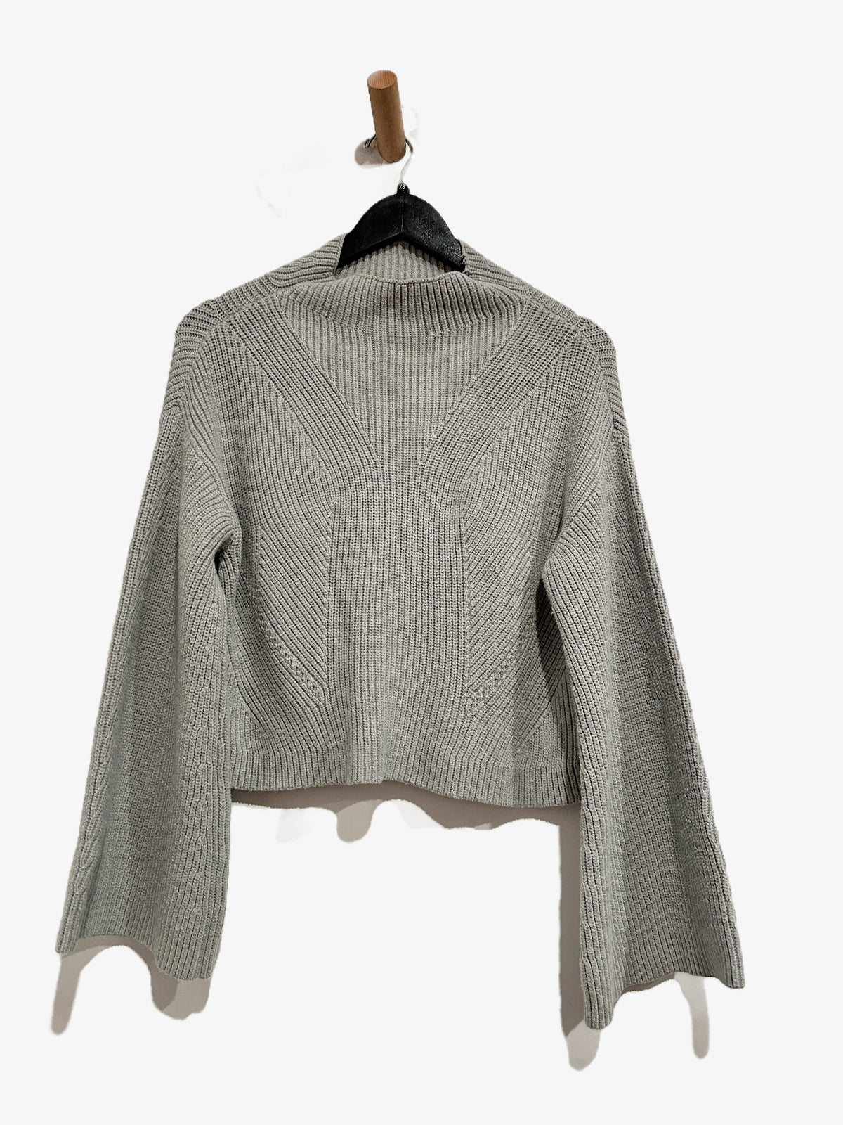 Anthropologie Maeve Katey Mock-Neck Bell-Sleeve Sweater in Grey - XS