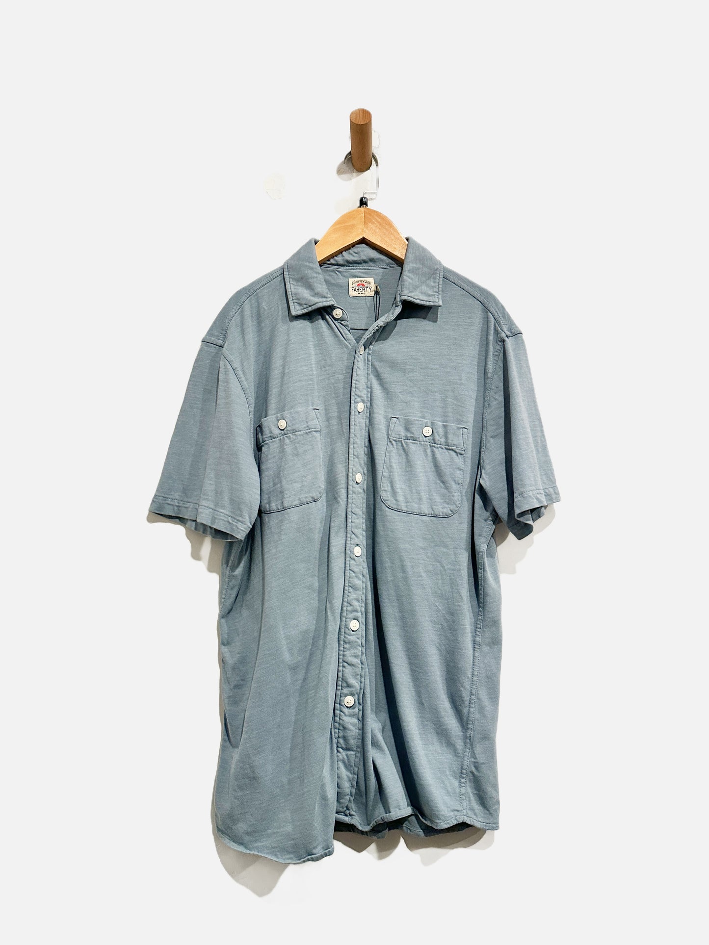 Faherty Blue SS Button Down Polo - Medium